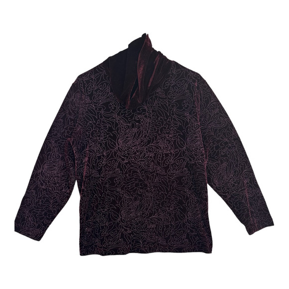 Coldwater Creek Sweaters - Coldwater Creek Womens Blouse Purple Floral Long Sleeve Embellished Petites PM